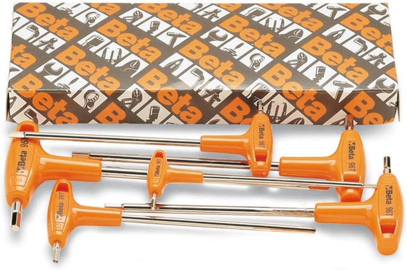 Beta 96T Metric T-Handle Hex Key Wrench Set of 6 (2-6mm) | High Torque Ergonomic Allen Wrench with Dual Hex Tips | Drop Prevention Hole | Industrial Strength | Made in Italy - Image 1